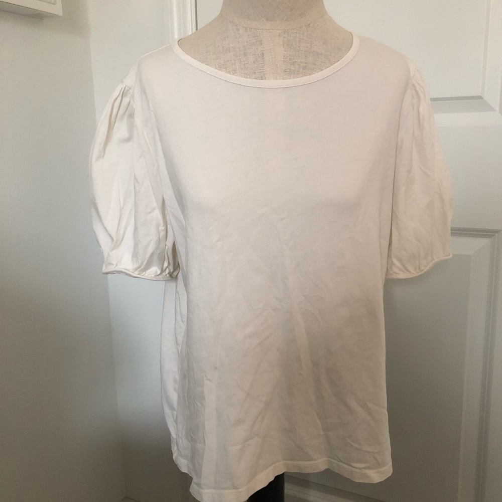 Ann Taylor Puff Sleeve White Tee